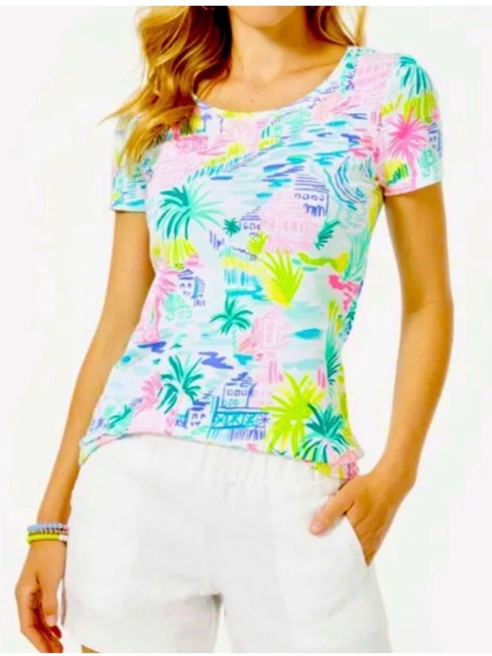 Lilly Pulitzer (NWOT) Halee Scoop Neck Tee in Private Island.